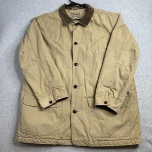 L.L. Bean Vtg Men's XXLT Field Barn Coat Canvas Thinsulate Lined Cord Collar Tan